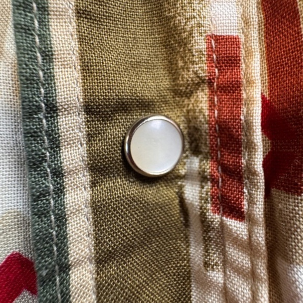 Vintage Wrangler Western Shirt Mens L Aztec Geometric Stripe Pearl Snap - Picture 5 of 10